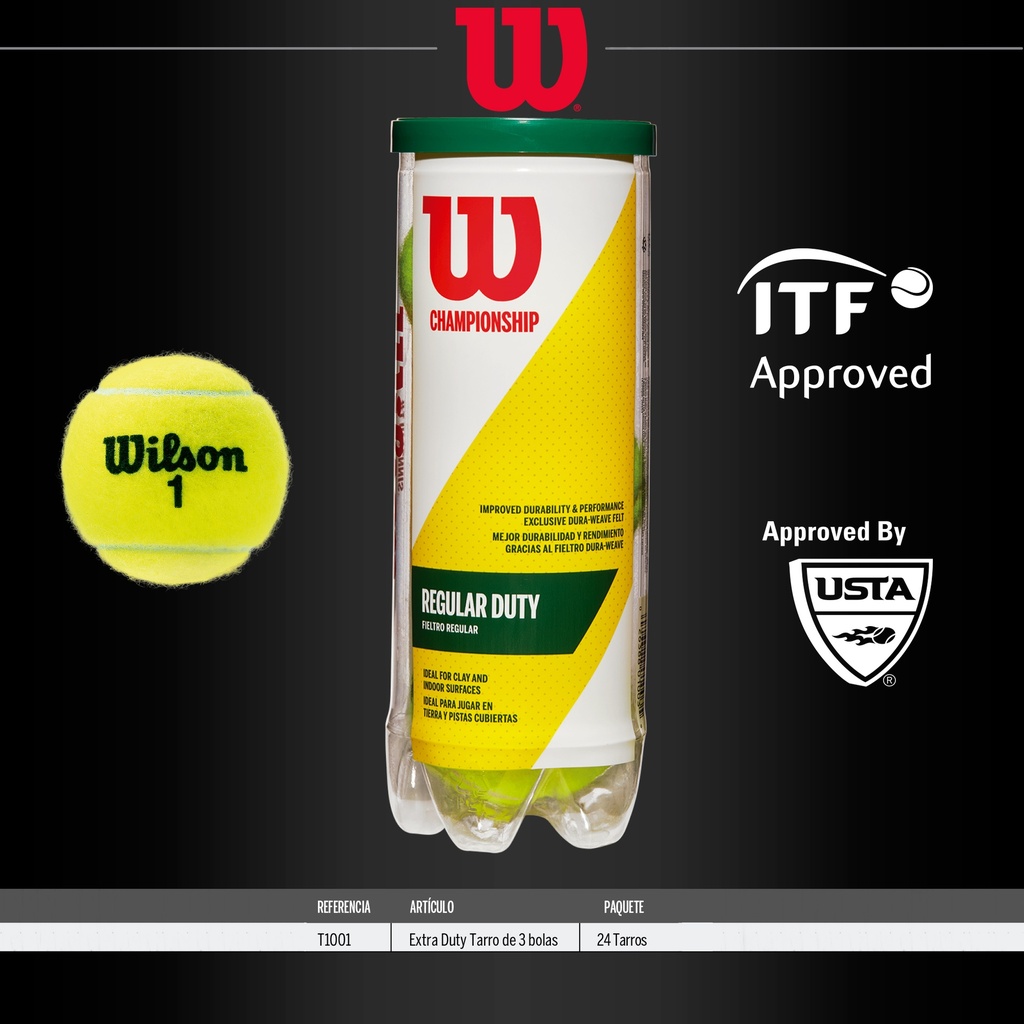 Pelotas de Tenis Wilson Championship Regular Duty en Envase 3 unidades (T1003)