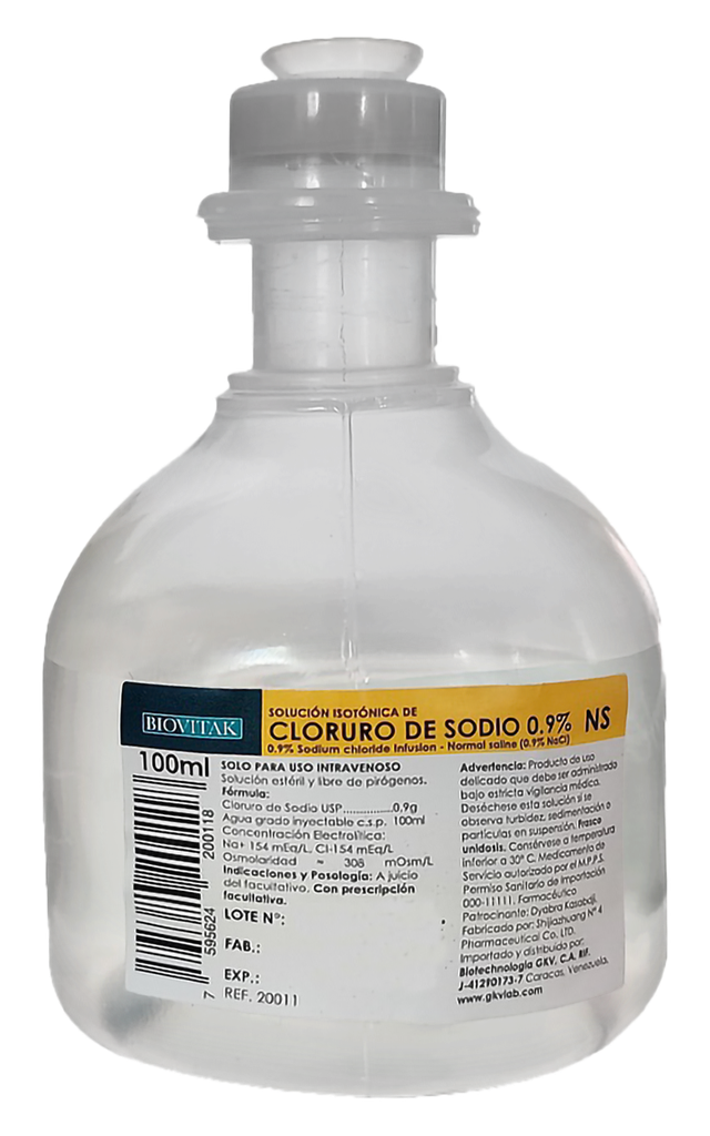 Solucion Isotonica 0.9% NaCl - Biovitak -100 ML Pf