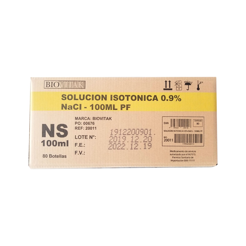 Solucion Isotonica 0.9% NaCl - Biovitak -100 ML Pf