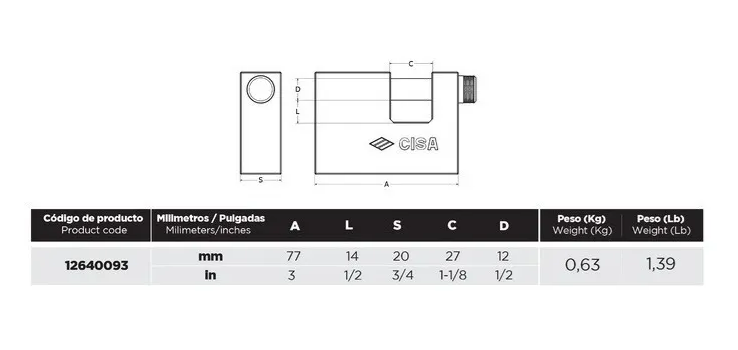 Candado Anticizalla Cisa Bronce