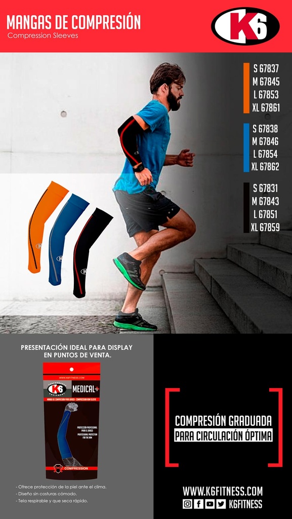 Mangas de Compresión K6 Azul