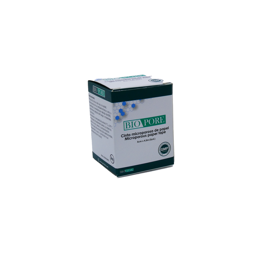 Cinta Microporosa de papel 5cm x 4,5m (5yd.) Display Box x 6 cajas ind. Biopore