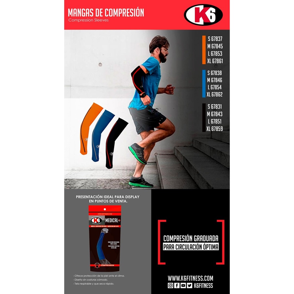 Mangas de Compresión K6 Naranja