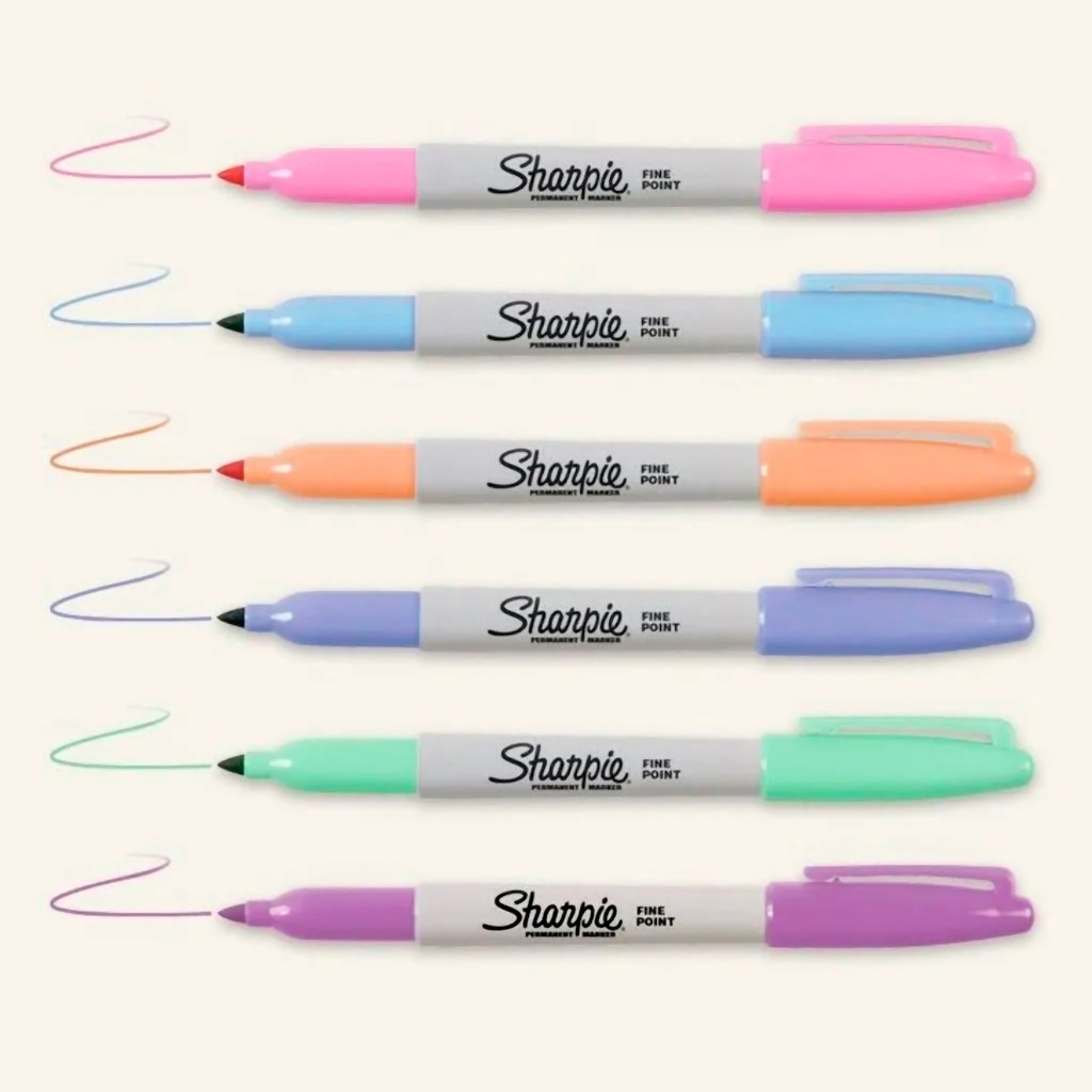 Marcadores Pastel Sharpie Finos Tx8 (+5 Tarjetas para Colorear)