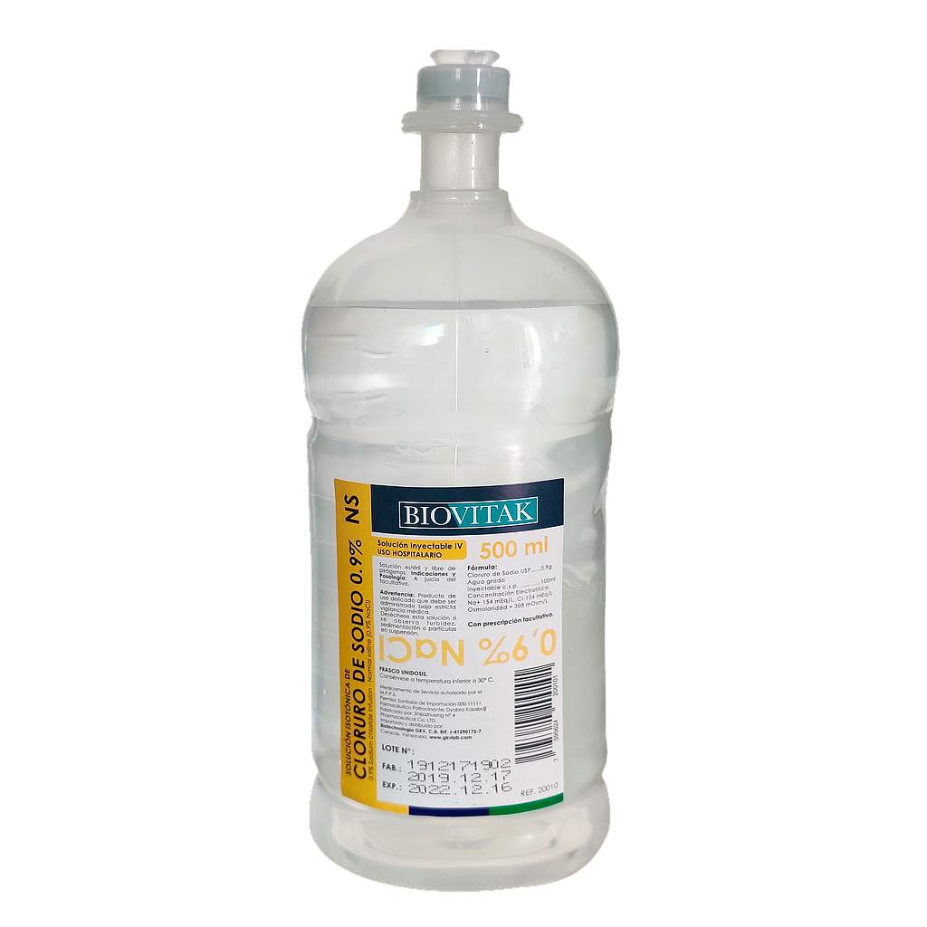 Solución Isotónica 0,9% NaCl - Biovitak - 500ml (E)