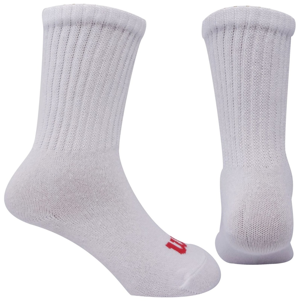 [B3273] Medias Largas Deportivas Escolar Niños Wilson Blancas 3 Pares (L)