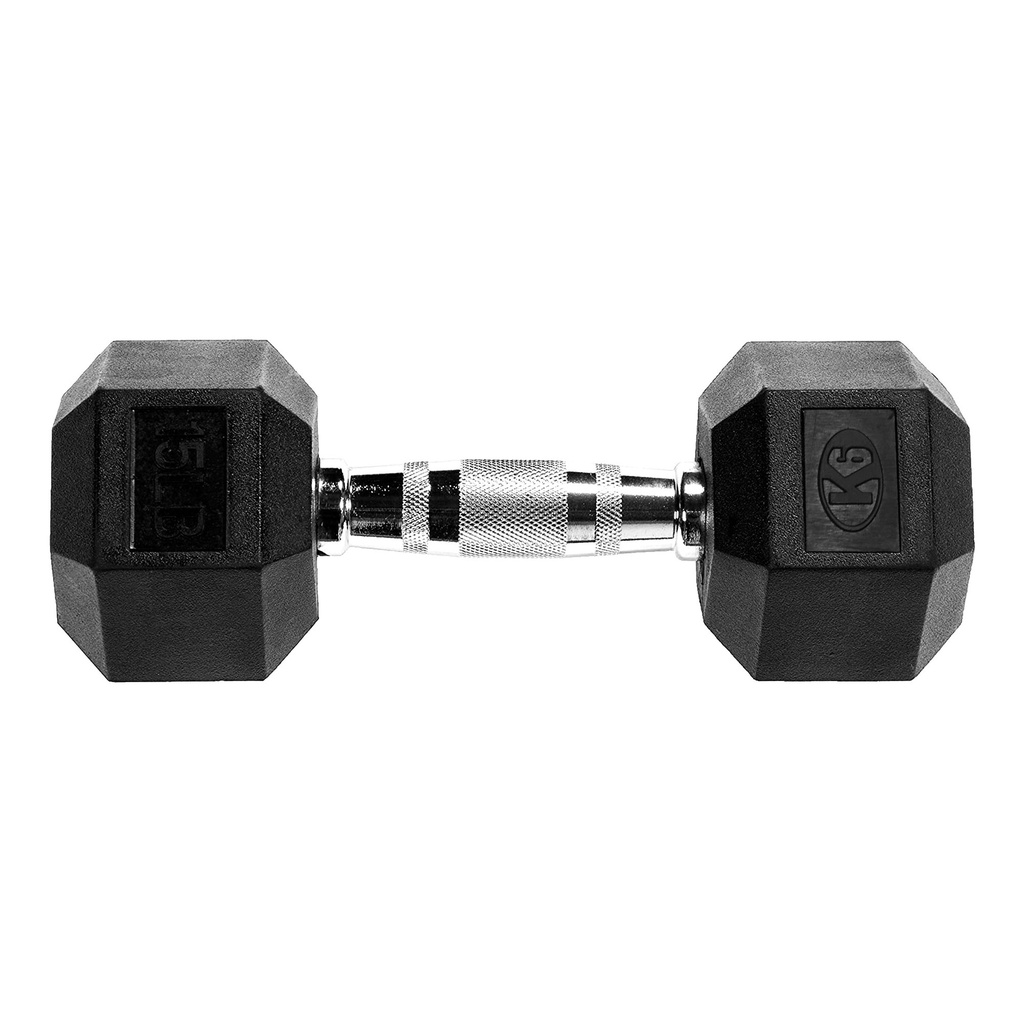 Mancuerna pesa gym hexagonal encauchetada K6 15 lb 