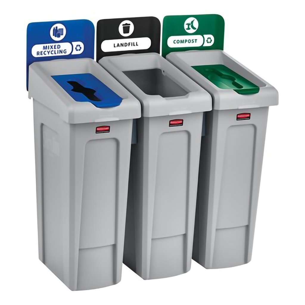 [2100295] Estación de Reciclaje Slim Jim Rubbermaid (TAPAS ABIERTAS)
