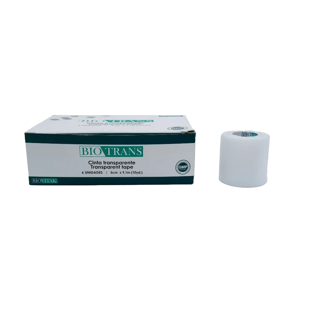 Cinta Transparente 5cm x 9,1m (10yd.) Caja x 6 rollos Biotrans