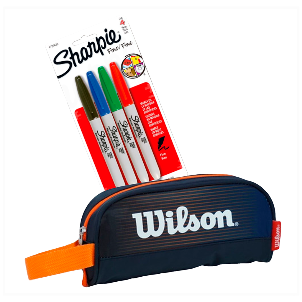 Cartuchera Escolar Wilson + Sharpie x4