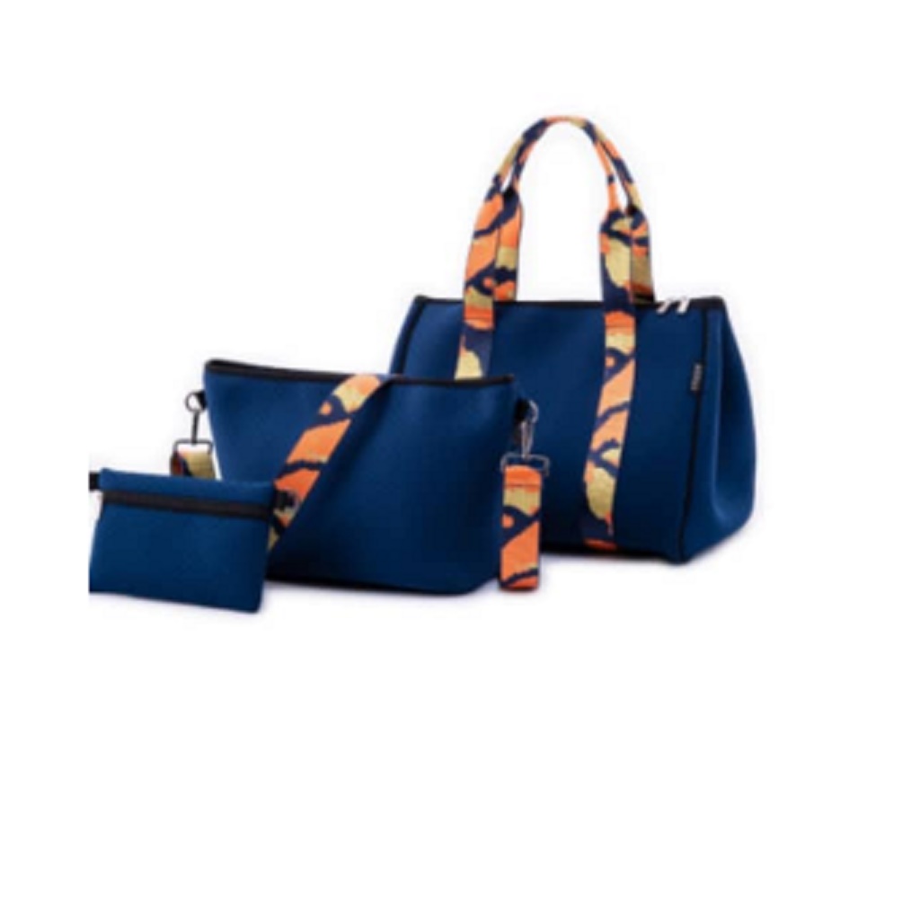 Bolso de Mano Multiuso + Bandolera Cruzada + Estuche de Maquillaje Urbagg Neopreno Azul