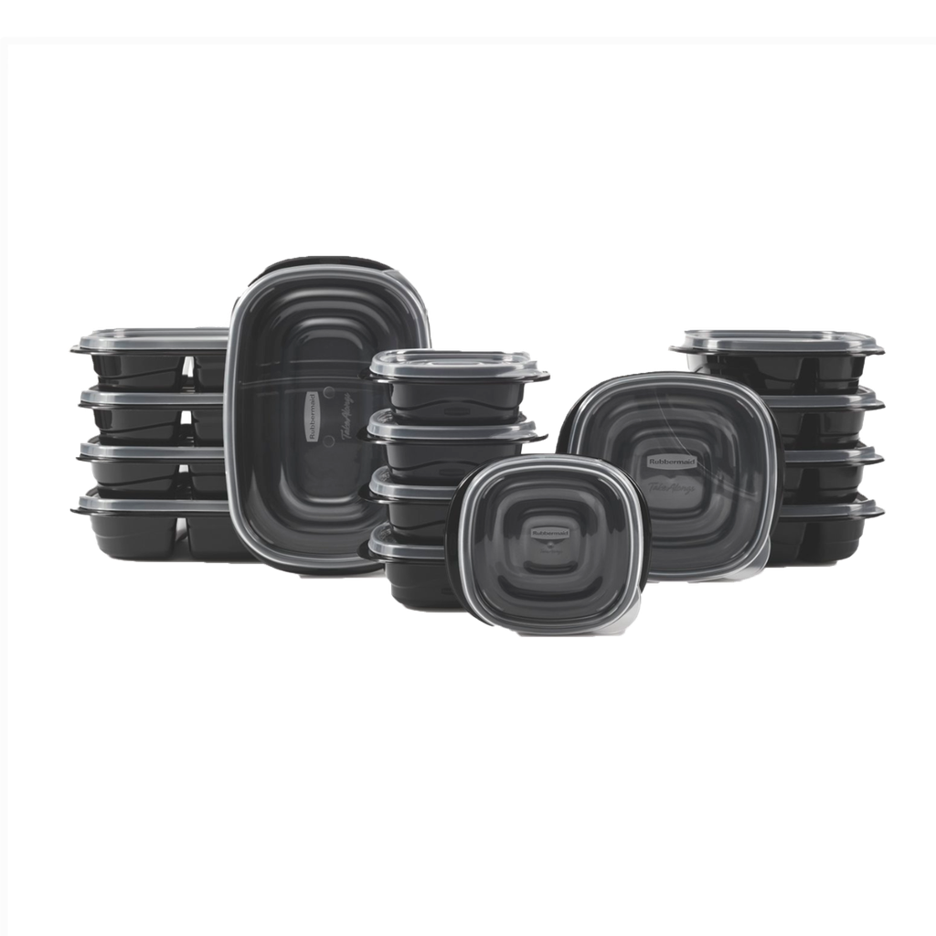 Set de Envases 30 piezas Varios Tamaños Takealongs Rubbermaid Negro