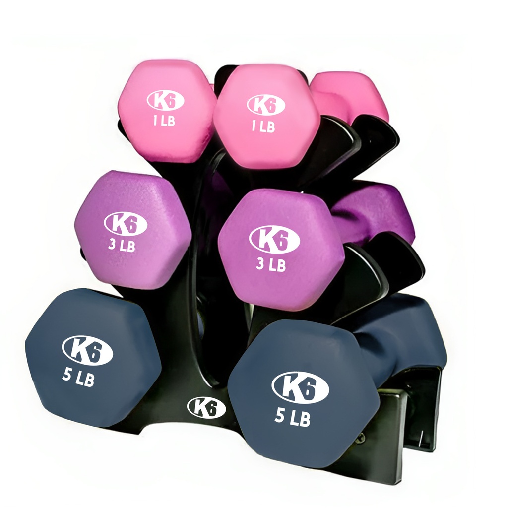 Set Kit Mancuernas K6 Pesas 1, 3 Y 5 Lbs