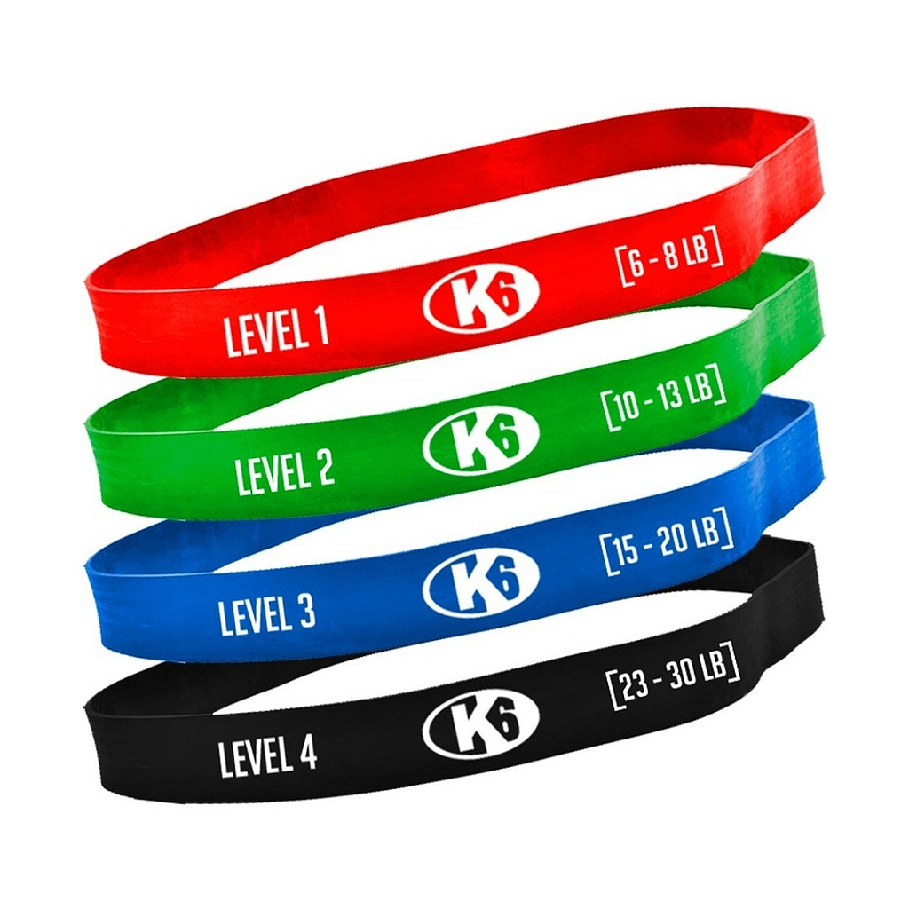 [66150] Set x4 Bandas de Resistencia K6 Cerradas (ROJO/VERDE/AZUL/NEGRO)
