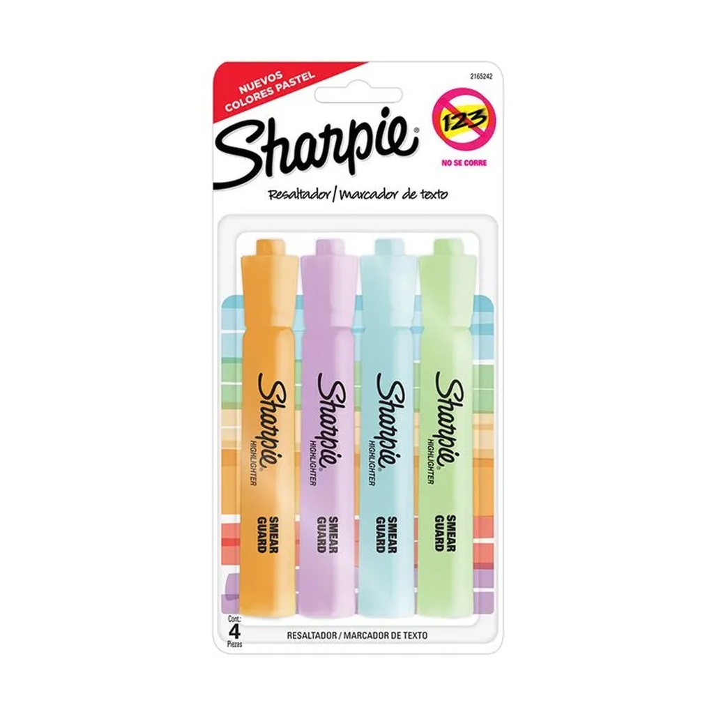 Resaltadores de Texto Sharpie Bx4 Colores Pastel 
