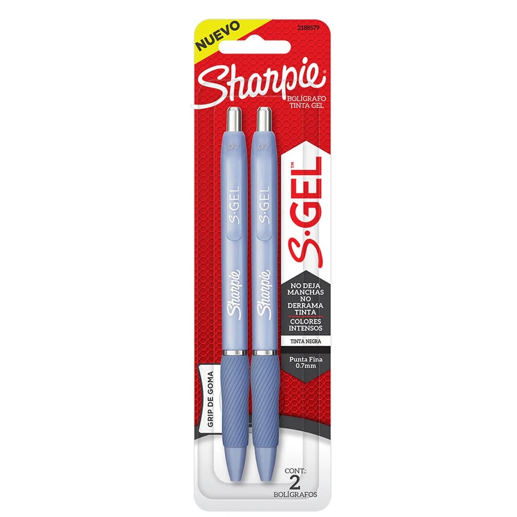 [2188579] Bolígrafos Punta Fina de Gel Sharpie SGel Bx2 Con Grip de Goma   (AZUL)