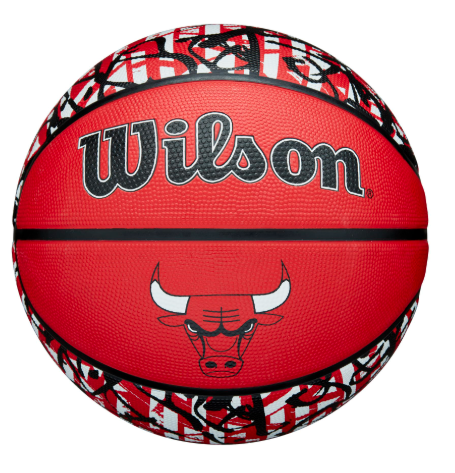 Balón de Basket Wilson NBA Graffiti Chicago Bulls NO.7 con Caja Exhibidora