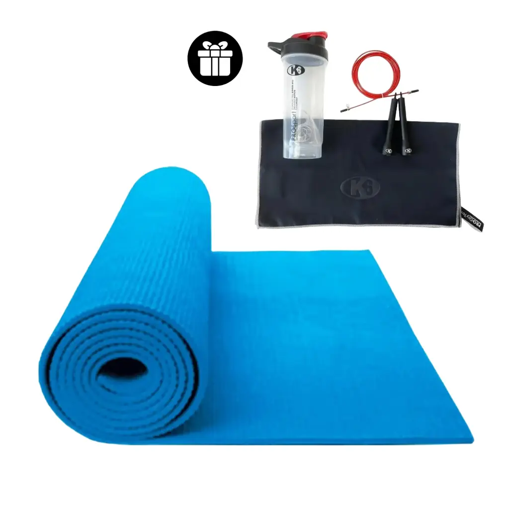 Kit Yoga Mat + Lazo Para Saltar + Vaso Mezlador + Toalla Microfibra