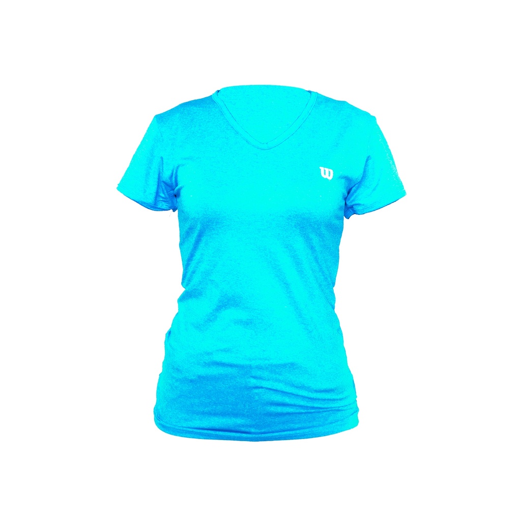 [WT85941] Camiseta Wilson Polyspun Cuello en V Jaspe Dama 85934 Turquesa (L)