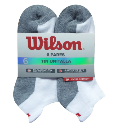 [A9741] Medias Tobilleras Deportivas Caballero Wilson Tin 6 Pares (BLANCO)