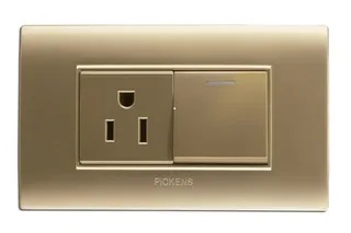 [CH-118K-07] Apagador Sencillo 1 Módulo + Tomacorriente 2P Pickens