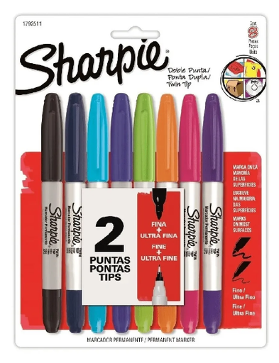 [1792511] Marcadores Permanentes Doble Punta Sharpie Bx8